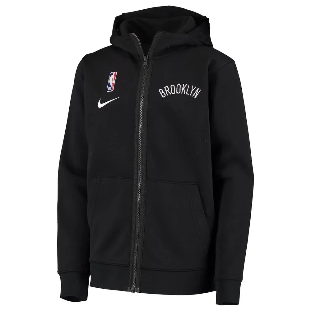 Nike Boys Brooklyn Nets NBA Showtime Full Zip Hoodie Black Medium 10-12 Dri-FIT - Picture 16 of 16